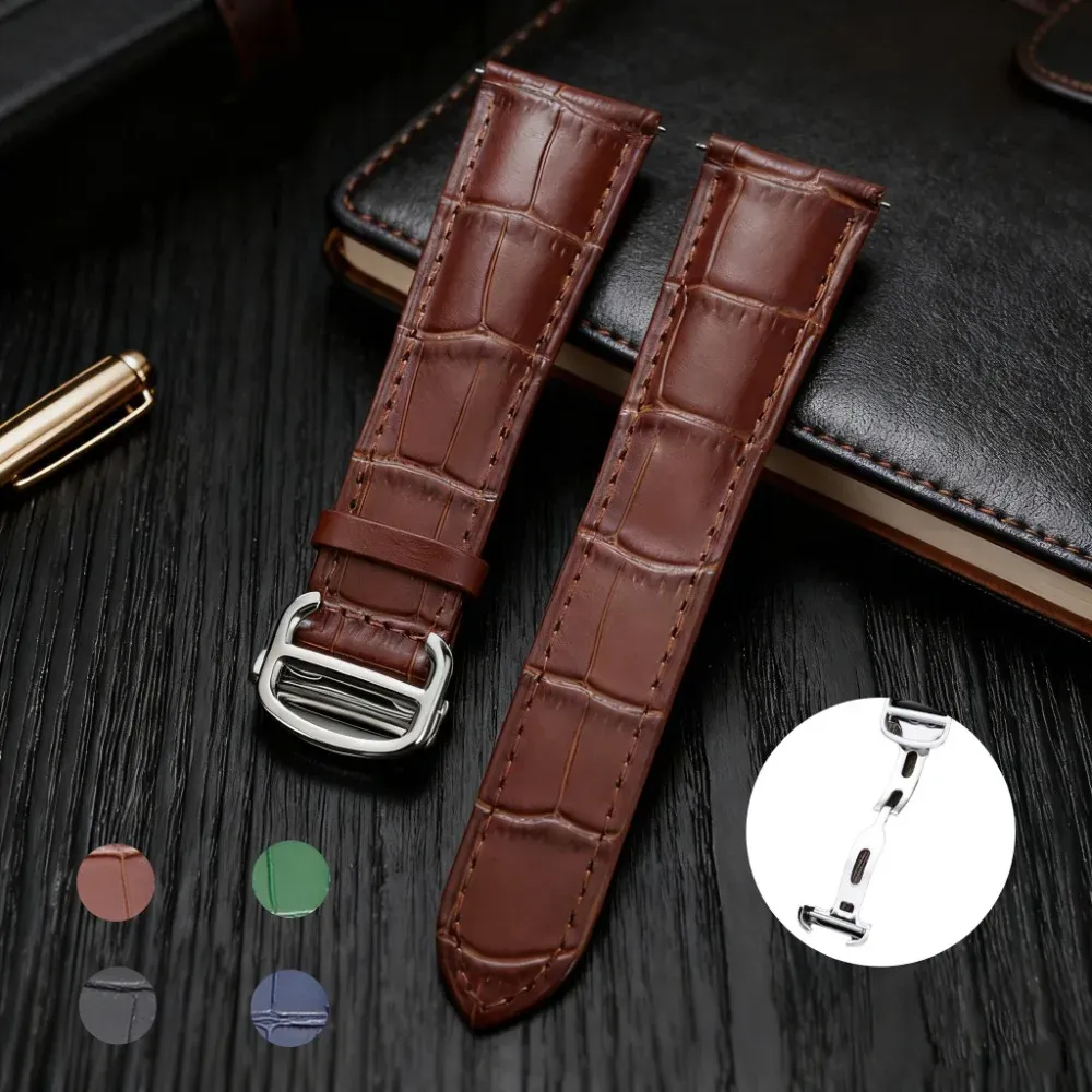Bracelet montre cuir croco 18 à 22 mm