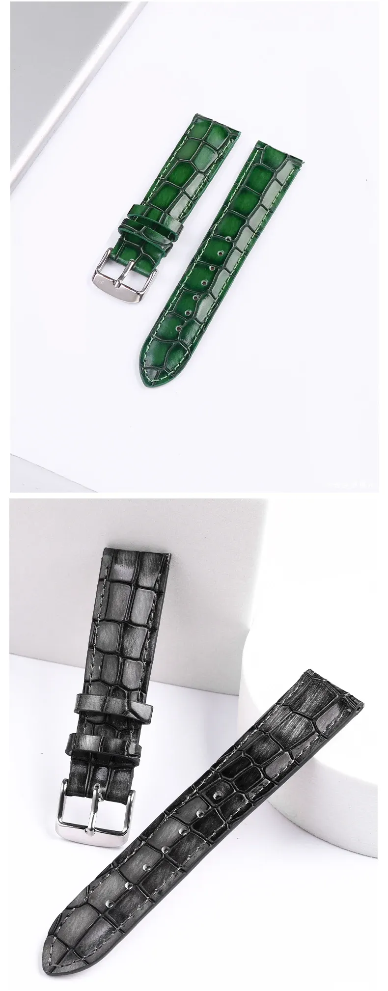 Bracelet montre cuir croco 18 à 22 mm