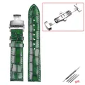 Bracelet montre cuir croco 18 à 22 mm – Couleur du bracelet green Folding