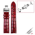 Bracelet montre cuir croco 18 à 22 mm – Couleur du bracelet red Folding