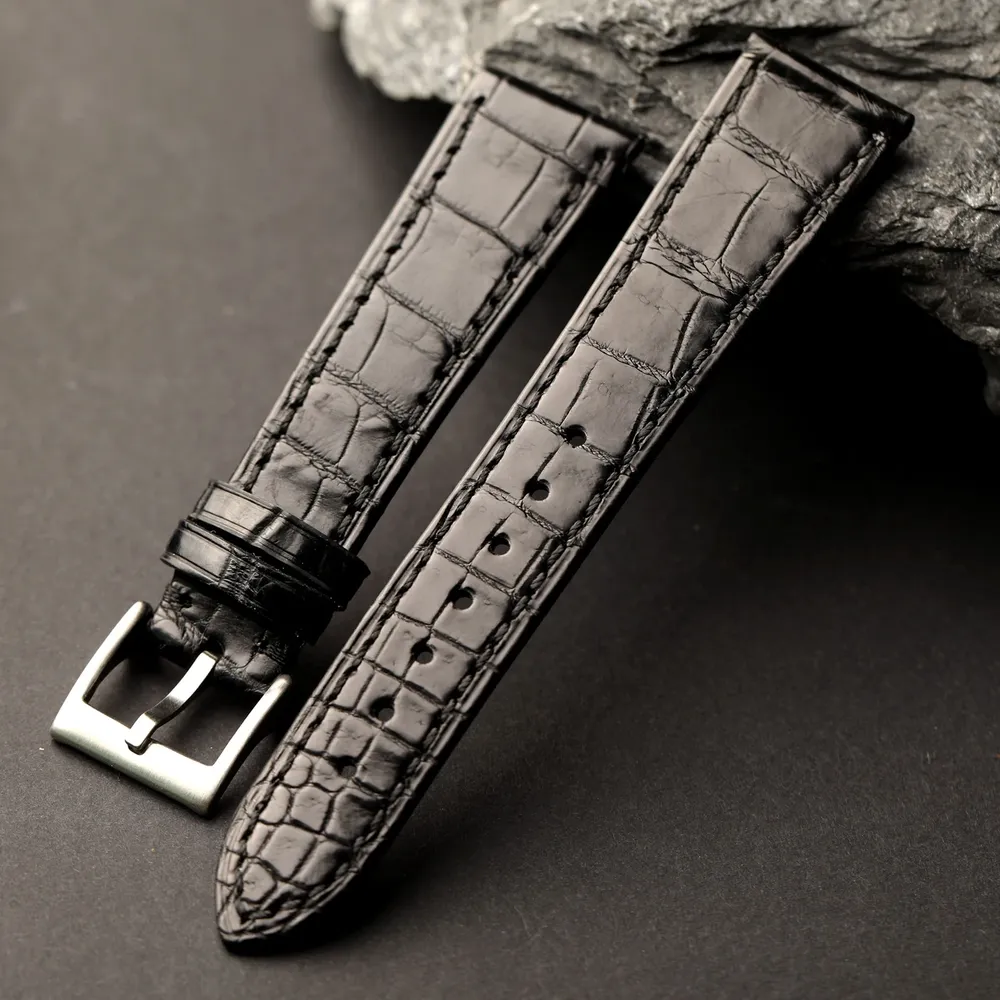 Bracelet montre cuir croco 18 à 22 mm souple