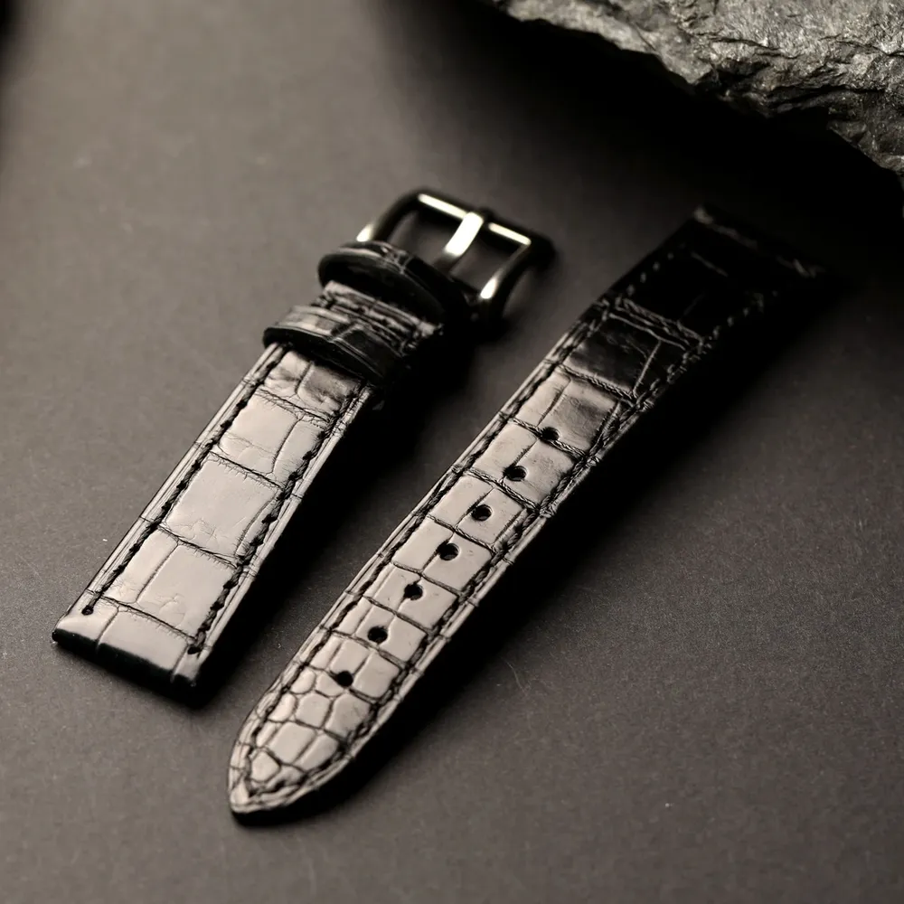Bracelet montre cuir croco 18 à 22 mm souple