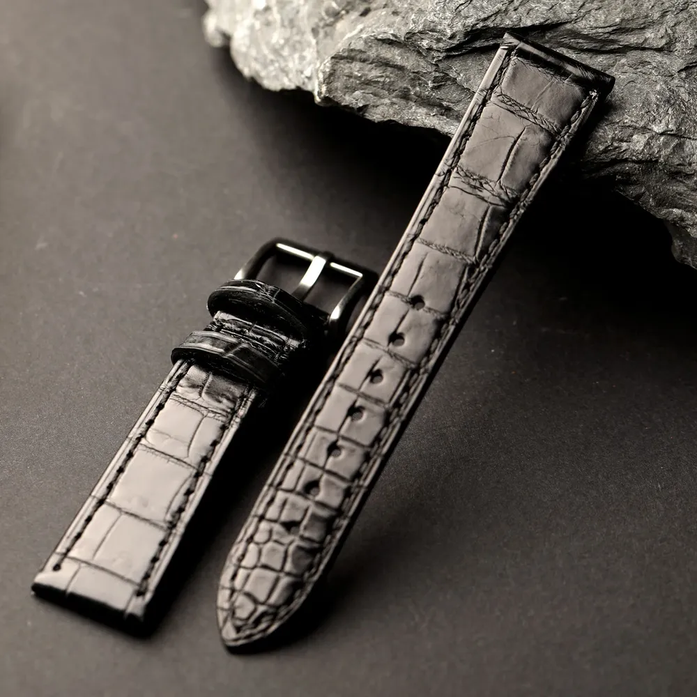Bracelet montre cuir croco 18 à 22 mm souple