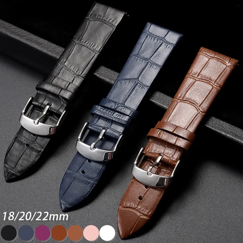 Bracelet montre cuir croco 18 à 22 mm sport