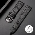 Bracelet montre cuir croco 18 à 22 mm sport – Band Color Black
