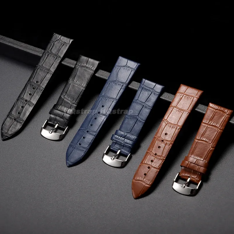Bracelet montre cuir croco 18 à 22 mm sport
