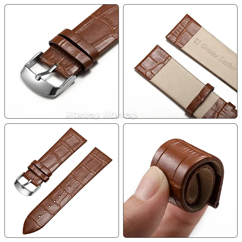 Bracelet montre cuir croco 18 à 22 mm sport