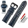 Bracelet montre cuir croco 22 à 26 mm veau – Couleur du bracelet Blue-black