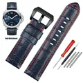 Bracelet montre cuir croco 22 à 26 mm veau – Couleur du bracelet Blue red-black