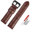 Bracelet montre cuir croco 22 à 26 mm veau – Couleur du bracelet Brown-black