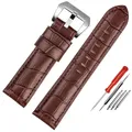 Bracelet montre cuir croco 22 à 26 mm veau – Couleur du bracelet Brown-silver