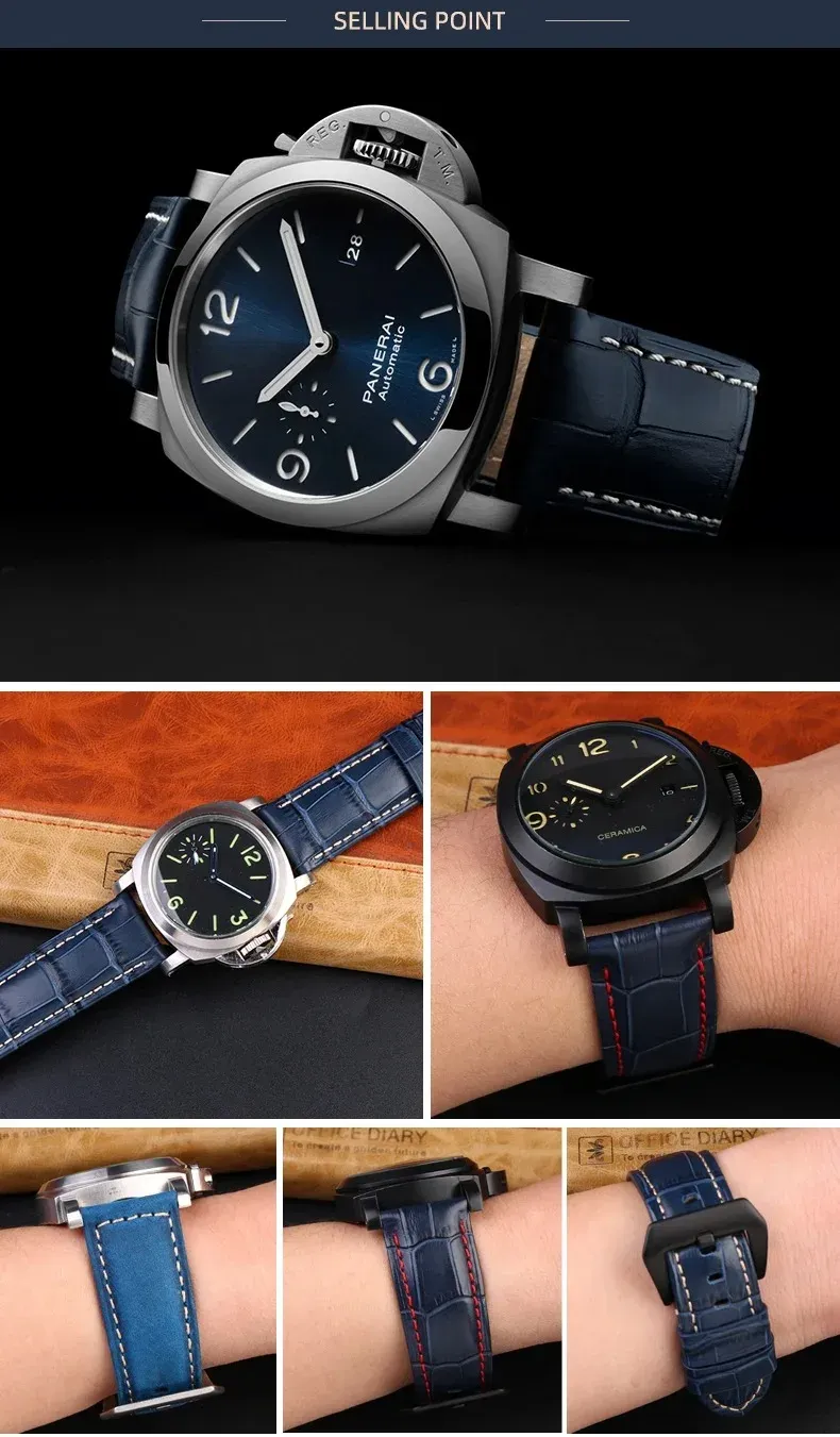 Bracelet montre cuir croco 22 à 26 mm veau