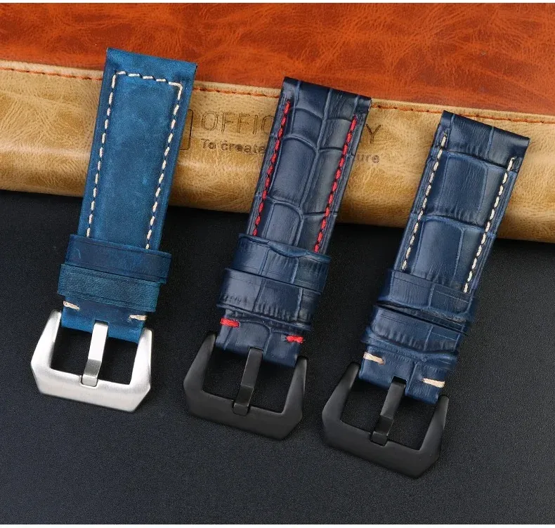 Bracelet montre cuir croco 22 à 26 mm veau