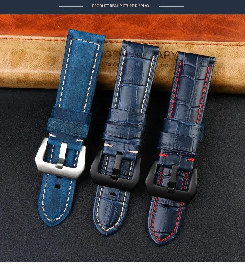 Bracelet montre cuir croco 22 à 26 mm veau