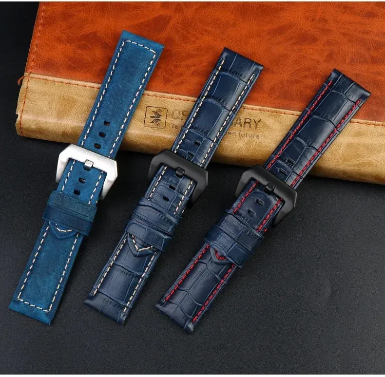 Bracelet montre cuir croco 22 à 26 mm veau