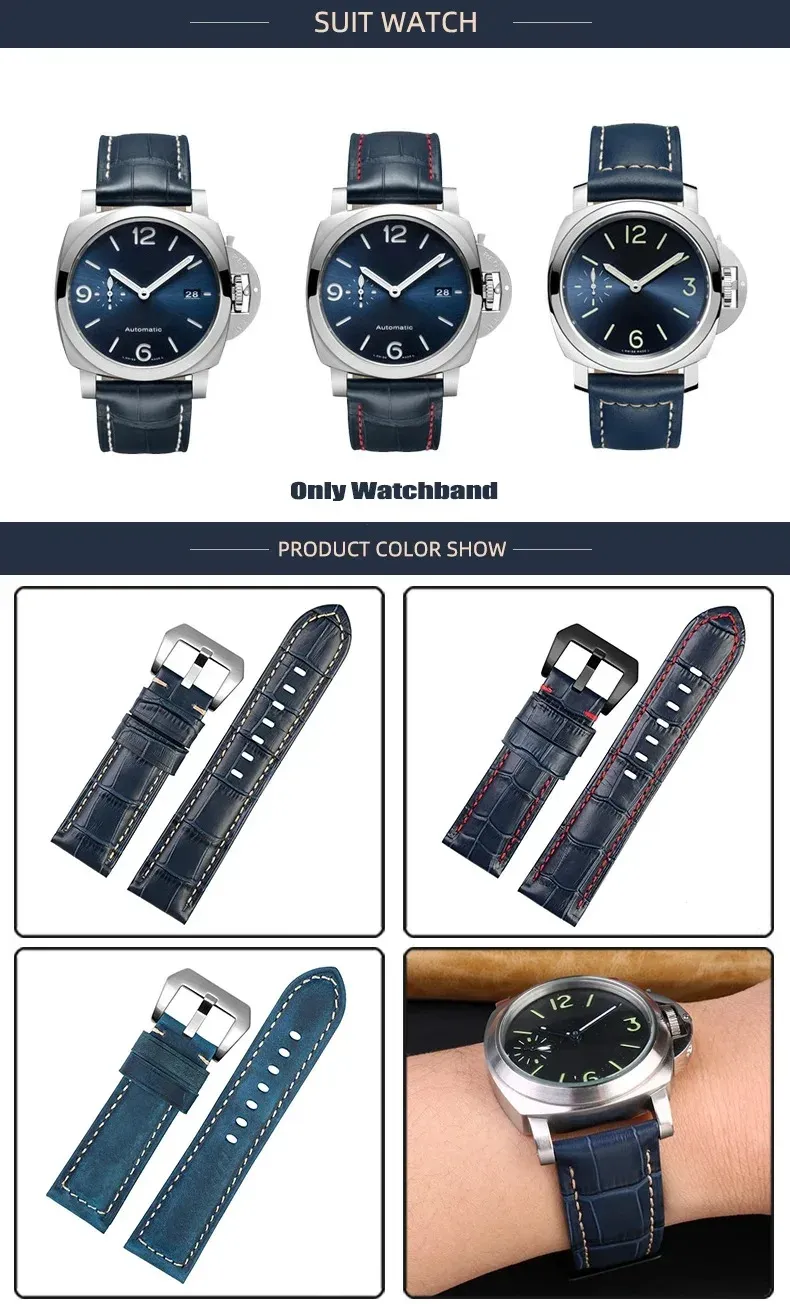 Bracelet montre cuir croco 22 à 26 mm veau