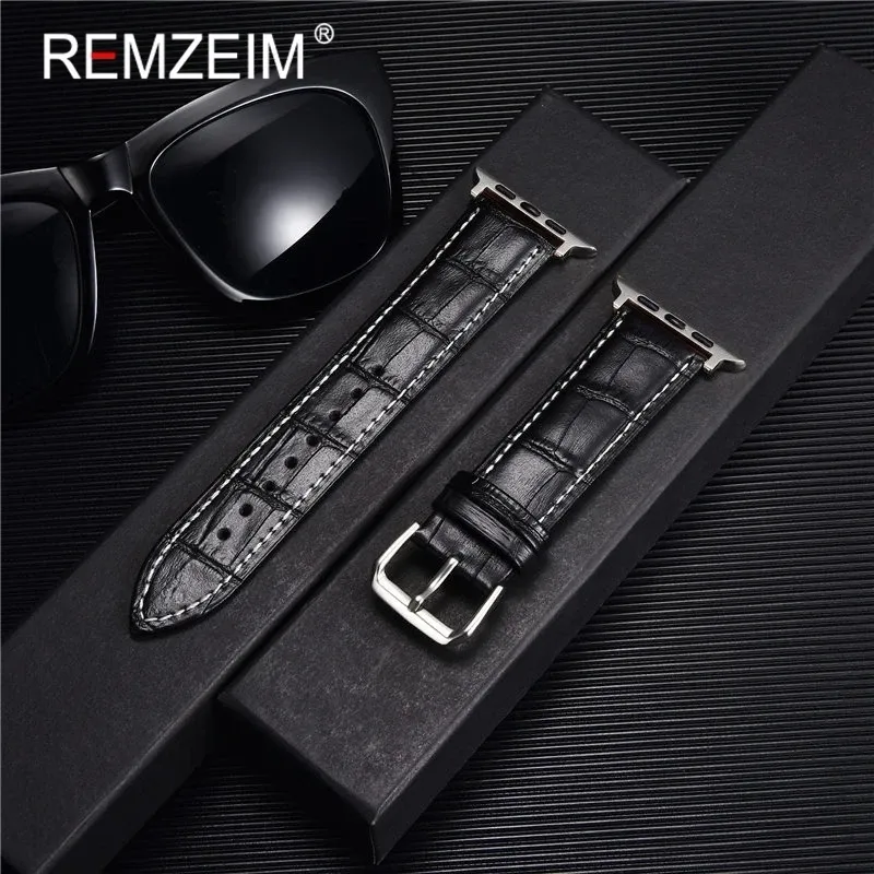 Bracelet montre cuir croco 38 à 49 mm