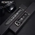 Bracelet montre cuir croco 38 à 49 mm – Couleur du bracelet black-silver