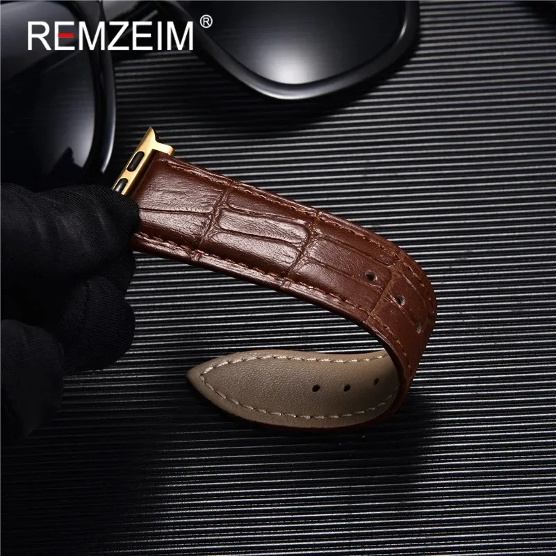 Bracelet montre cuir croco 38 à 49 mm