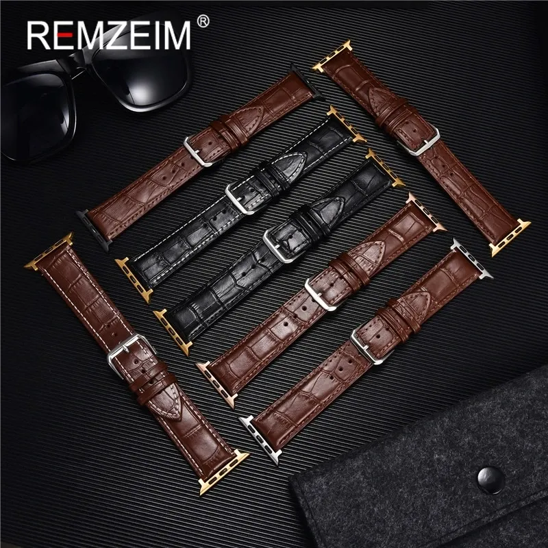Bracelet montre cuir croco 38 à 49 mm