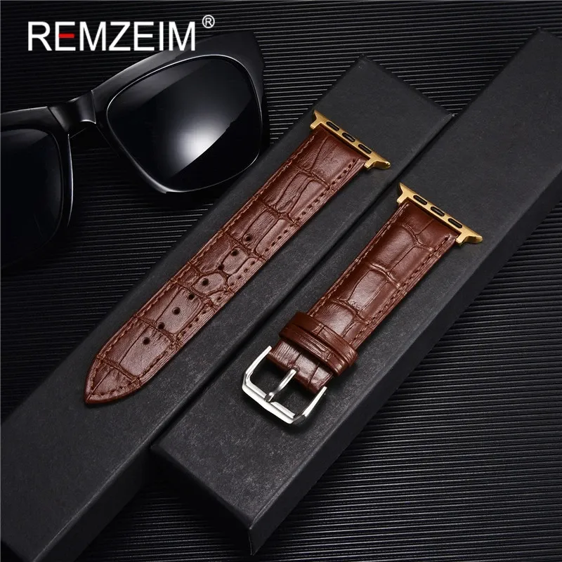Bracelet montre cuir croco 38 à 49 mm