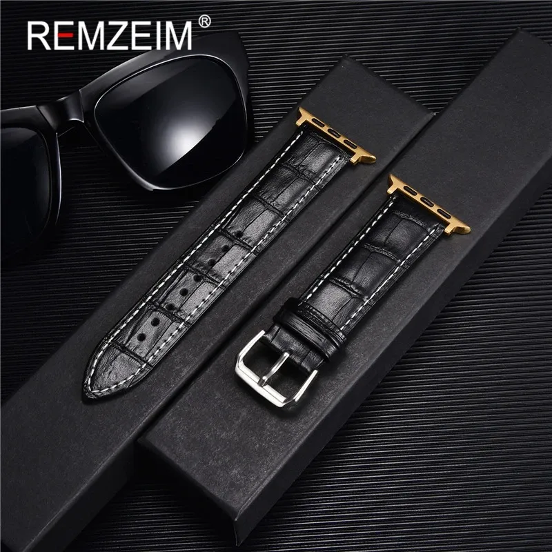 Bracelet montre cuir croco 38 à 49 mm