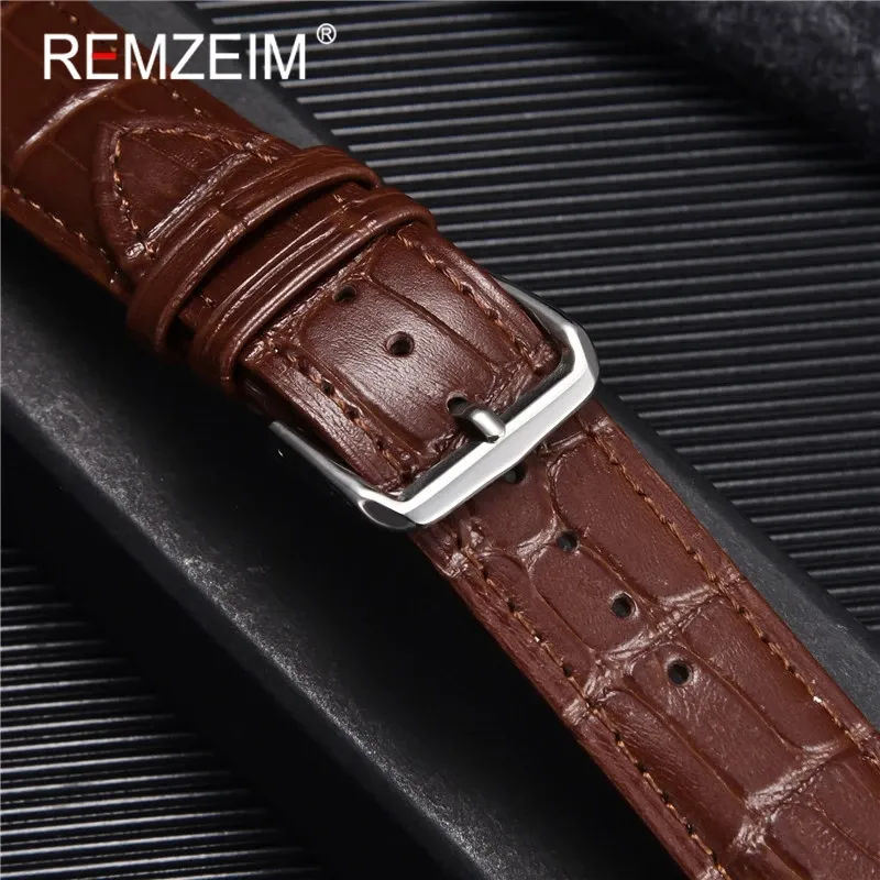 Bracelet montre cuir croco 38 à 49 mm