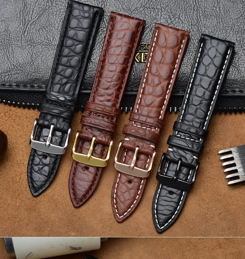 Bracelet montre cuir crocodile 12 à 18 mm