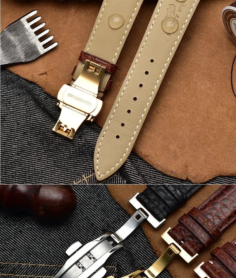 Bracelet montre cuir crocodile 12 à 18 mm