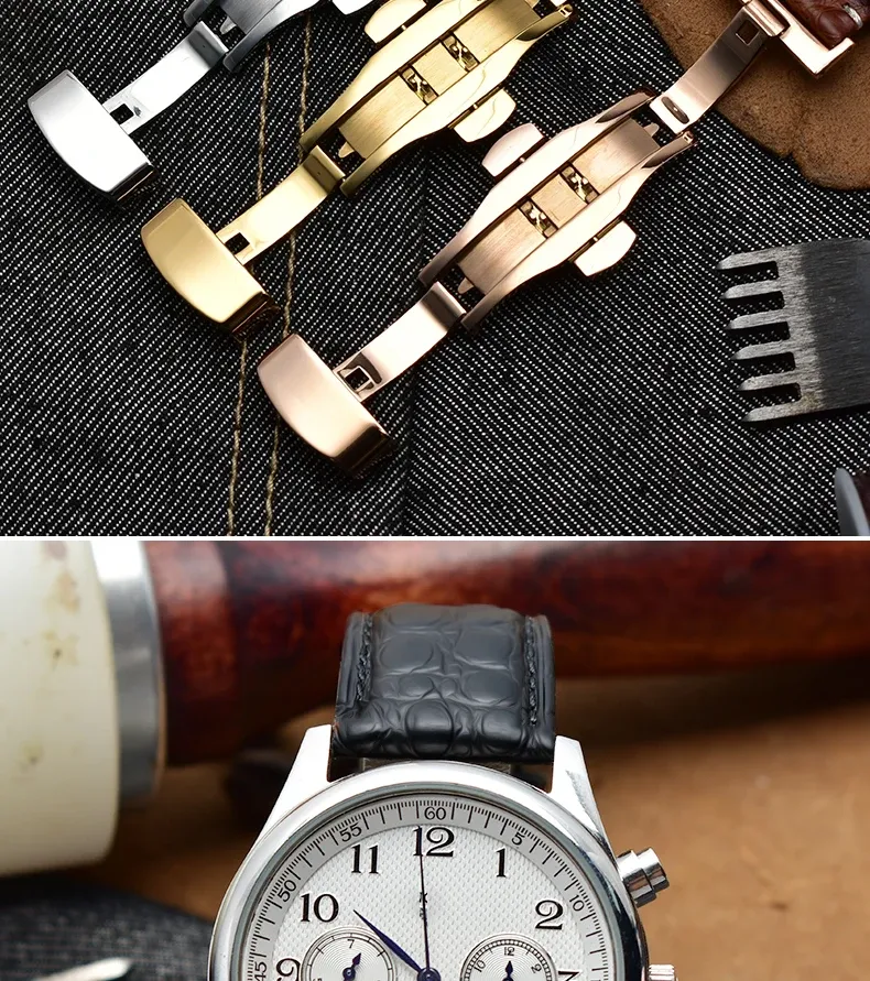 Bracelet montre cuir crocodile 12 à 18 mm