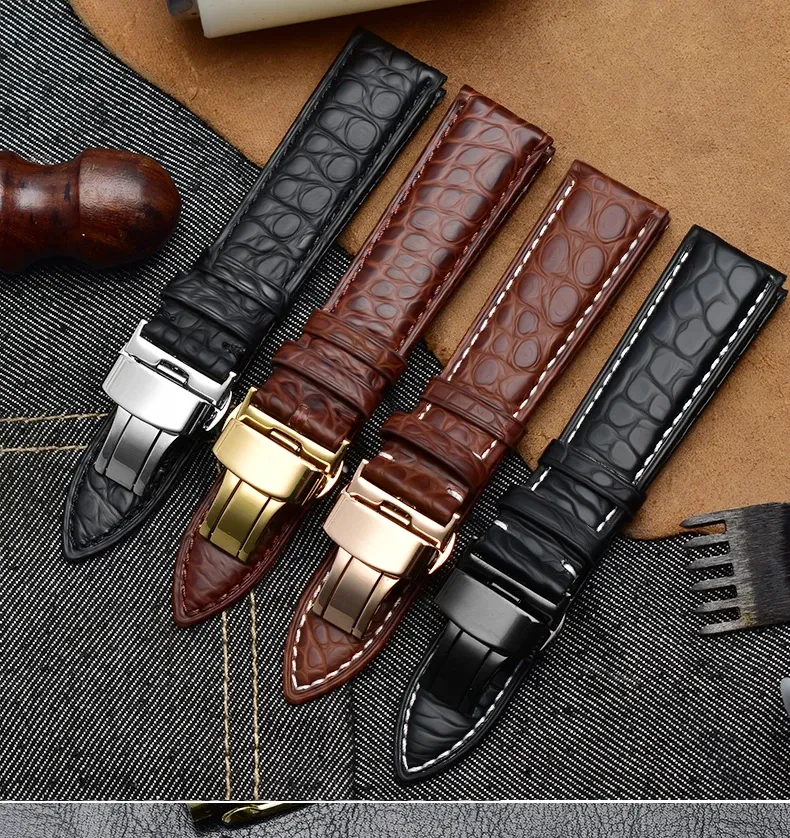 Bracelet montre cuir crocodile 12 à 18 mm