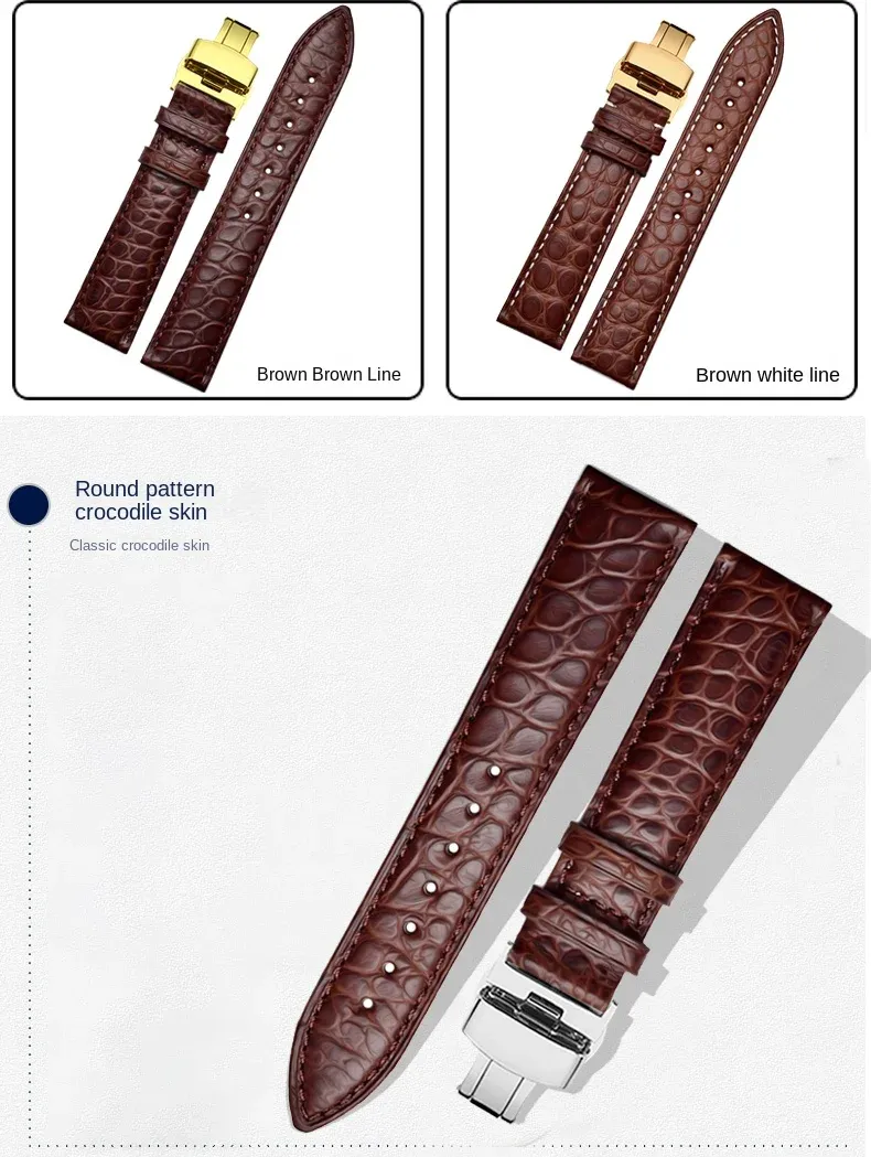 Bracelet montre cuir crocodile 12 à 18 mm