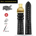 Bracelet montre cuir crocodile 12 à 24 mm – Couleur du bracelet A-Black golden