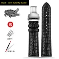Bracelet montre cuir crocodile 12 à 24 mm – Couleur du bracelet A-Black  steel