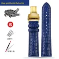 Bracelet montre cuir crocodile 12 à 24 mm – Couleur du bracelet A-Blue golden