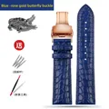 Bracelet montre cuir crocodile 12 à 24 mm – Couleur du bracelet A-Blue  rose gold