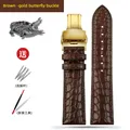 Bracelet montre cuir crocodile 12 à 24 mm – Couleur du bracelet A-Brown golden