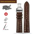 Bracelet montre cuir crocodile 12 à 24 mm – Couleur du bracelet A-Brown steel