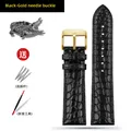 Bracelet montre cuir crocodile 12 à 24 mm – Couleur du bracelet Black golden