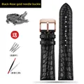 Bracelet montre cuir crocodile 12 à 24 mm – Couleur du bracelet Black  rose gold