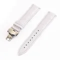 Bracelet montre cuir crocodile 12 à 24 mm boucle papillon – Band Color BLANC