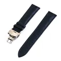 Bracelet montre cuir crocodile 12 à 24 mm boucle papillon – Band Color Deep Blue