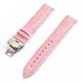 Bracelet montre cuir crocodile 12 à 24 mm boucle papillon – Band Color Rose