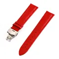 Bracelet montre cuir crocodile 12 à 24 mm boucle papillon – Band Color Rouge