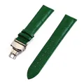Bracelet montre cuir crocodile 12 à 24 mm boucle papillon – Band Color vert