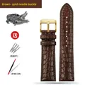 Bracelet montre cuir crocodile 12 à 24 mm – Couleur du bracelet Brown golden