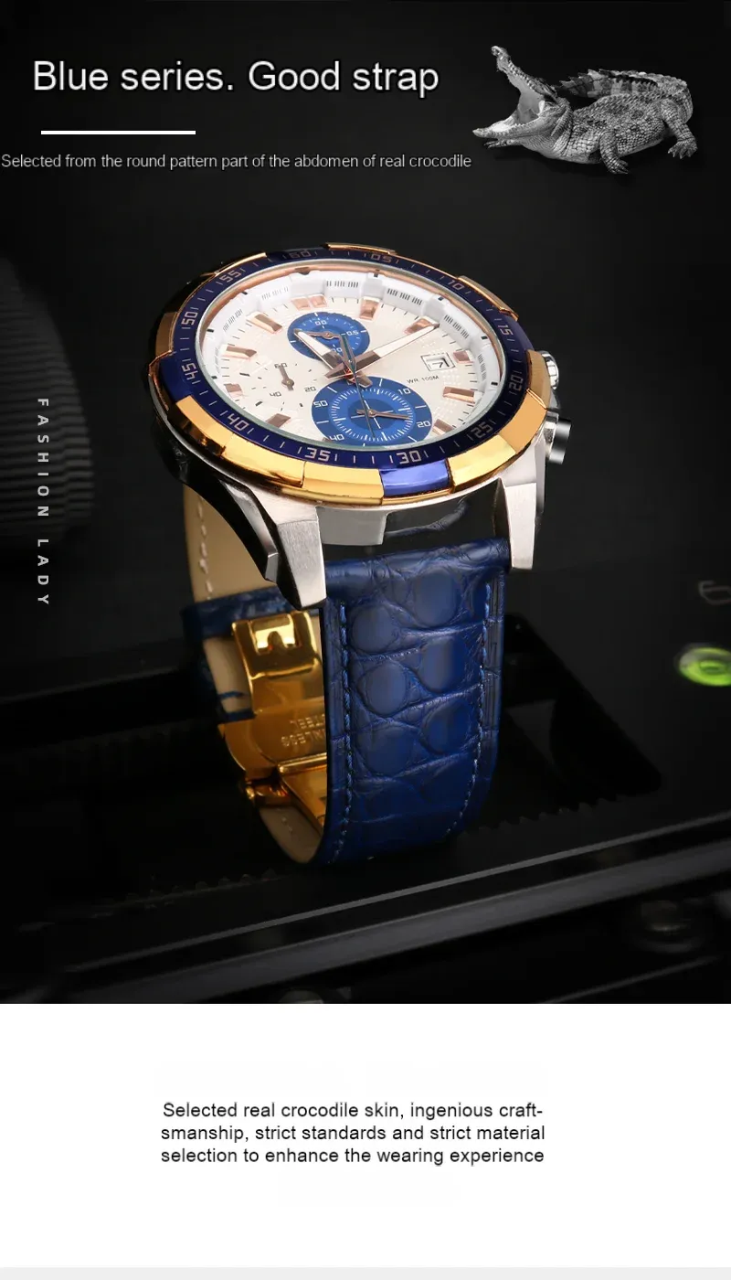 Bracelet montre cuir crocodile 12 à 24 mm
