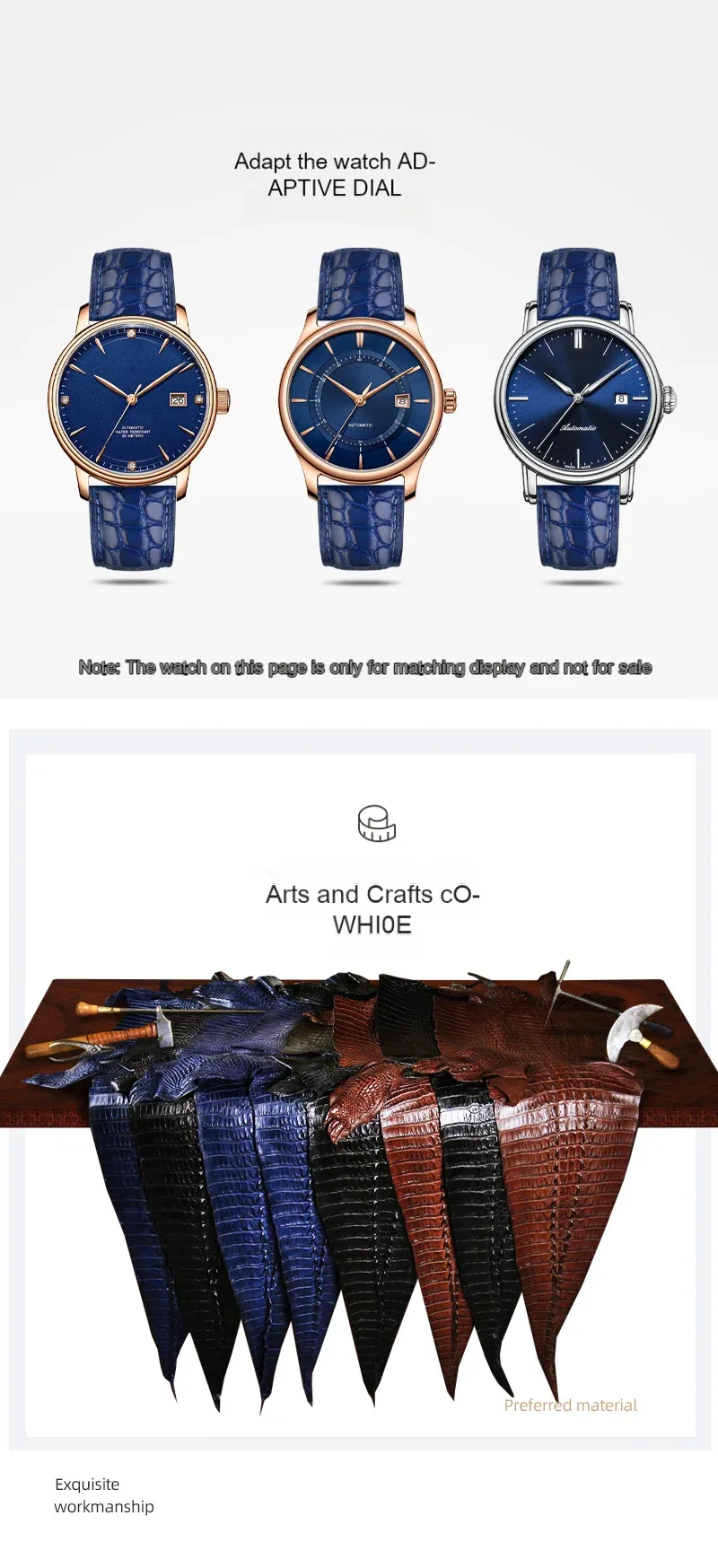 Bracelet montre cuir crocodile 12 à 24 mm