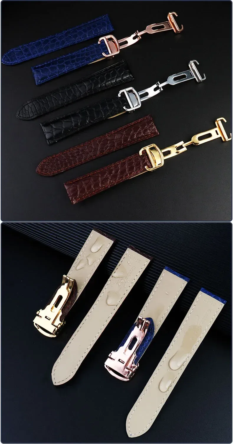 Bracelet montre cuir crocodile 14 à 25 mm