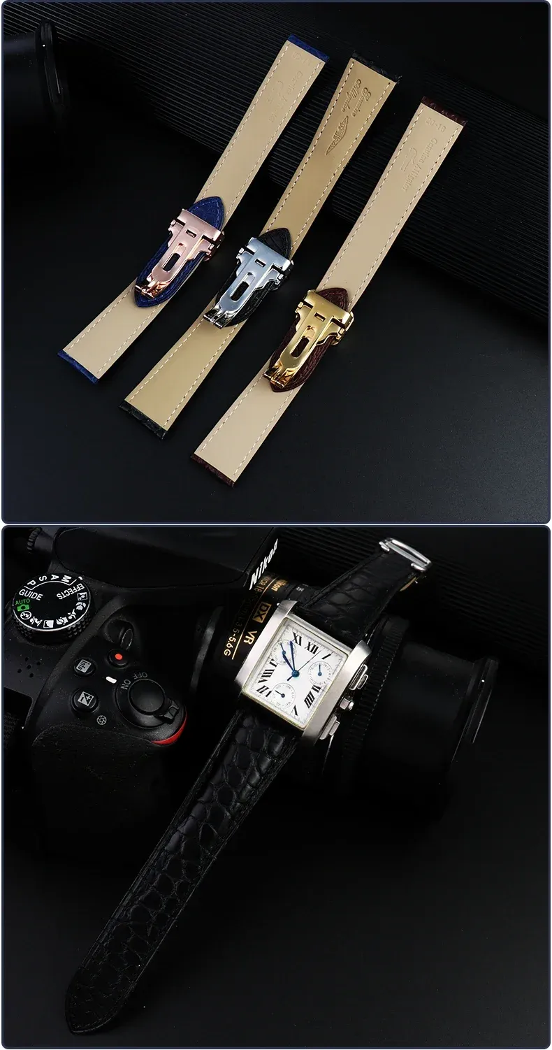 Bracelet montre cuir crocodile 14 à 25 mm